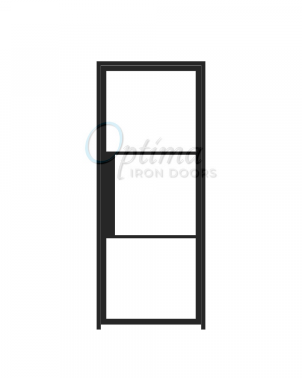3 LITE NARROW PROFILE OID-3080-NP3LT: Narrow Profile SIngle Iron Door with Glass 4 Lite