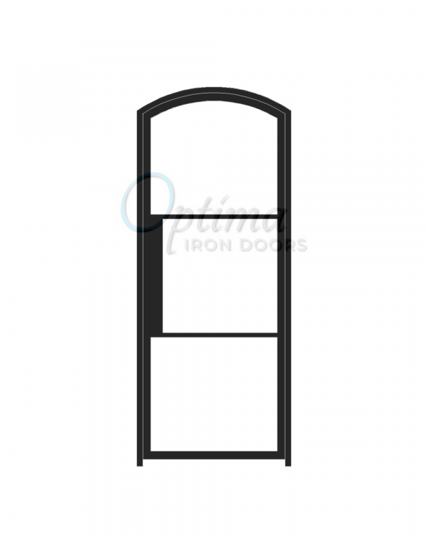 Narrow Profile Arch Top Single Iron Door - 3 LITE NARROW PROFILE OID-3080-NP3LTAT