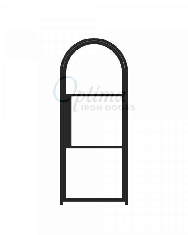 Narrow Profile Radius Top Single Iron Door - 3 LITE NARROW PROFILE OID-3080-NP3LTRT