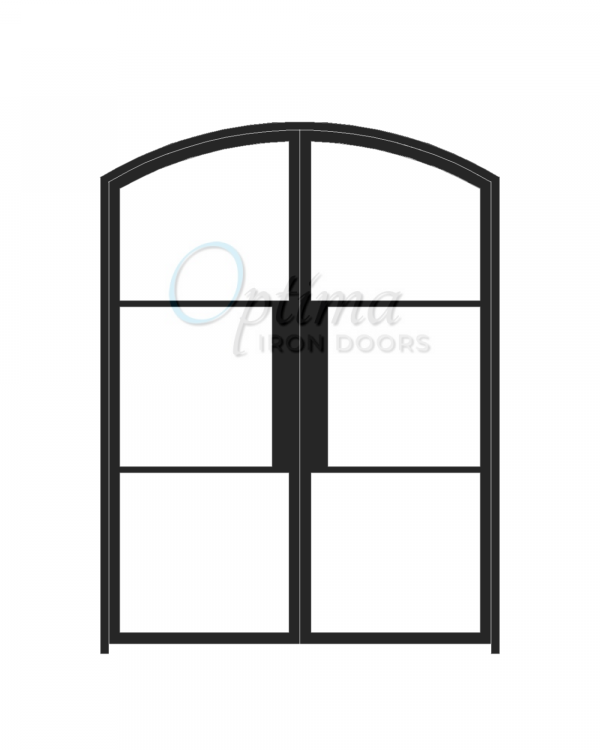 Narrow Profile Arch Top 3 Lite Double Iron Door - OID-6080-NP3LTAT
