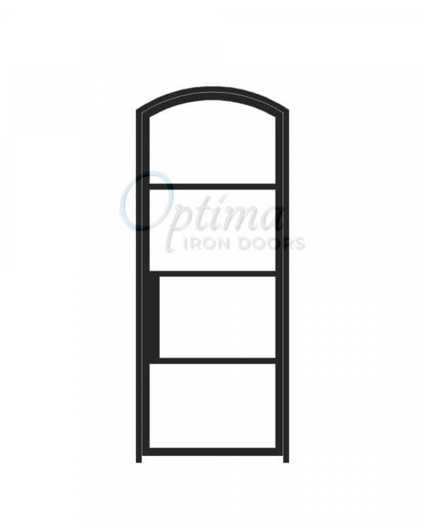 Narrow Profile Arch Top 4 Lite Single Iron Door - OID-3080-NP4LTAT