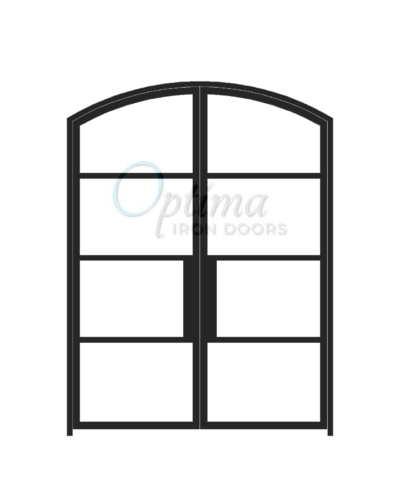 Narrow Profile Arch Top 4 Lite Double Iron Door - OID-6080-NP4LTAT