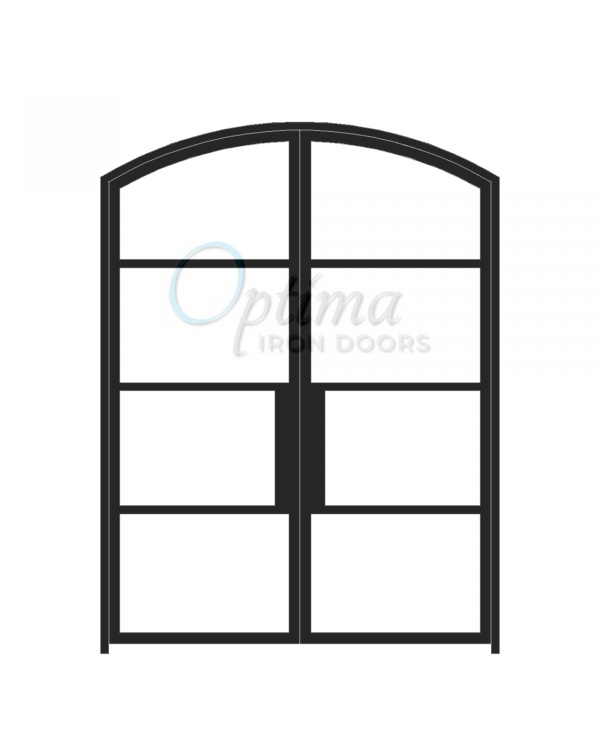 Narrow Profile Arch Top 4 Lite Double Iron Door - OID-6080-NP4LTAT