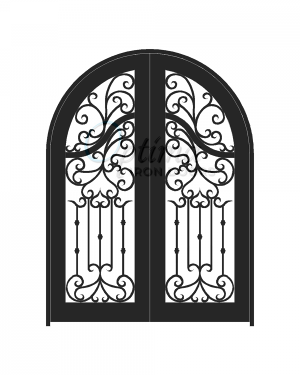 ACADIA* Standard Profile Radius Top Full Light Decorative Glass Iron Door - OID-6080-ACART