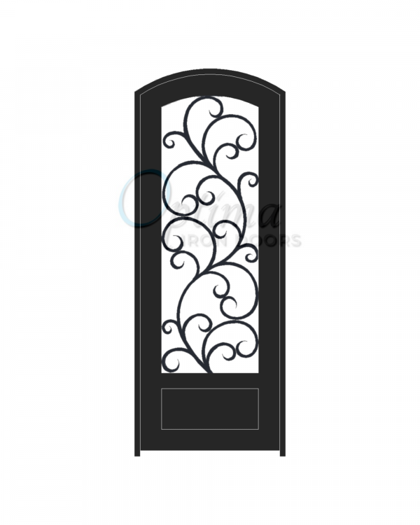 ALAMO* Standard Profile Arch Top 3/4's Lite Decorative Glass Single Iron Door - OID-3080-ALA1PAT
