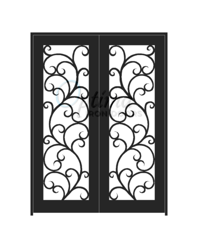 ALAMO* Standard Profile Square Top Full Light Decorative Glass Double Iron Door - OID-6080-ALA