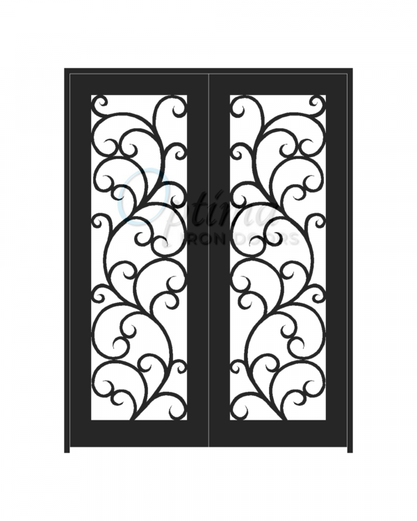 ALAMO* Standard Profile Square Top Full Light Decorative Glass Double Iron Door - OID-6080-ALA