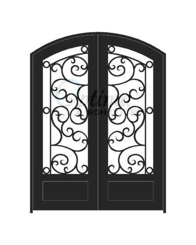 Standard Profile Arch Top 3/4's Lite Decorative Glass Double Iron Door - ATHENAS OID-6080-ATH1PAT