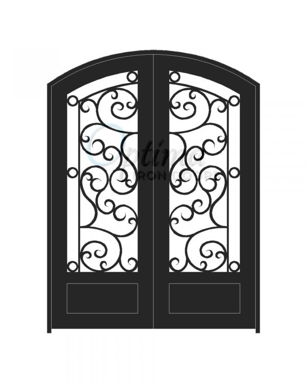Standard Profile Arch Top 3/4's Lite Decorative Glass Double Iron Door - ATHENAS OID-6080-ATH1PAT