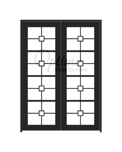 Standard Profile Square Top 4 Lite Decorative Glass SIngle Iron Door - AUDREY OID-6080-AUD