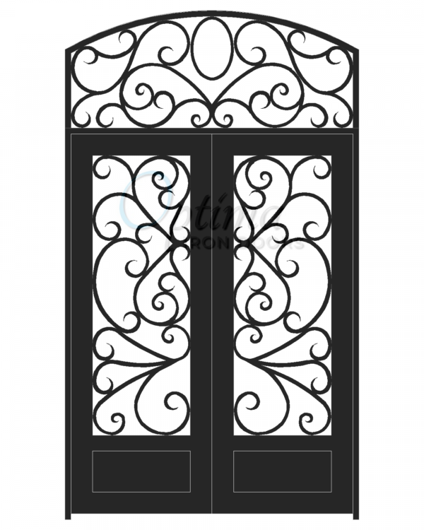 Stardard Profile Square Top w/HT Full Lite Decorative Glass Double Iron Door - BUTTERFLY OID-6080-BUT1PSHT