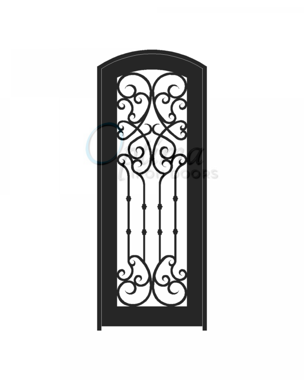 Standard Profile Arch Top Full Lite Decorative Glass Single Iron Door - CHLOE OID-3080-CHLAT