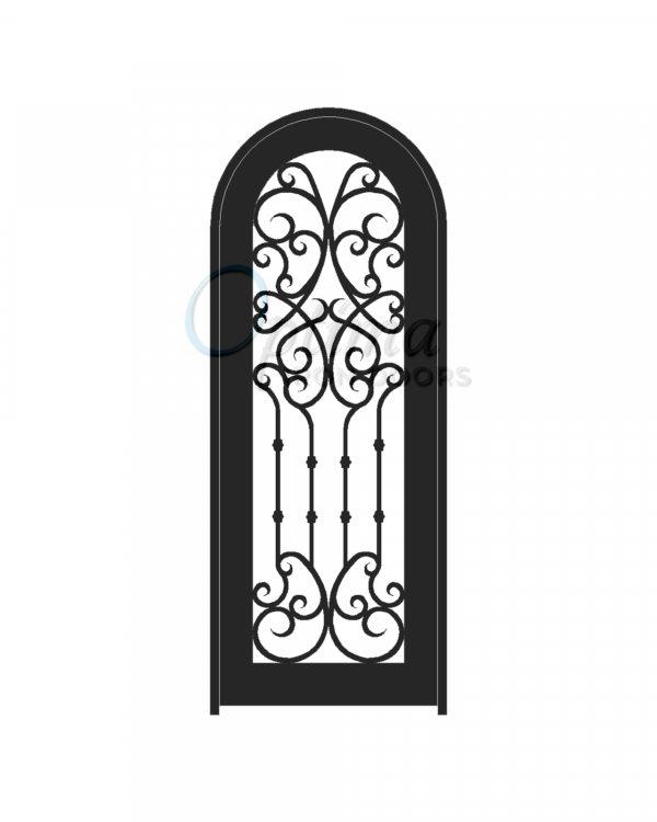 Standard Profile Radius Top Full Lite Decorative Glass Single Iron Door - CHLOE OID-3080-CHLRT