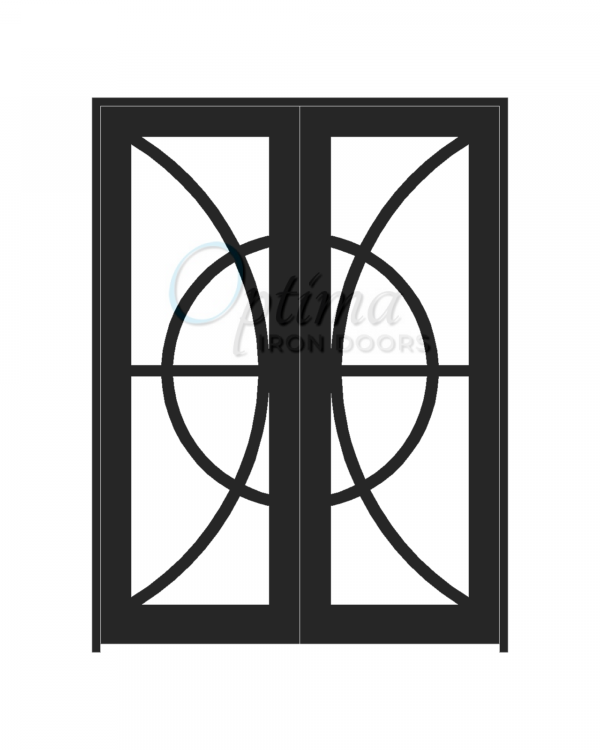 Standard Profile Full Light Decorative Glass Double Iron Door - CIRCLE OID-6080-CIR