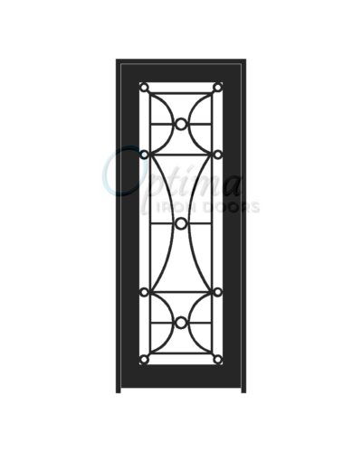 Standard Profile Square Top Full Lite Decorative Glass Single Iron Door - HALF MOON OID-3080-HAL