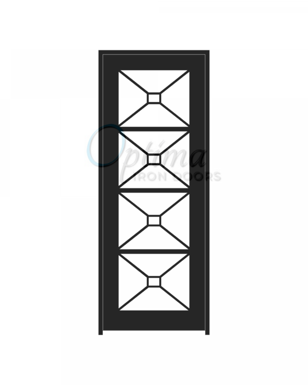Standard Profile Square Top Full Lite Decorative Glass Single Iron Door - ITZA OID-3080-ITZ