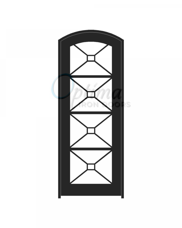 Standard Profile Arch Top Full Lite Decorative Glass Single Iron Door - ITZA OID-3080-ITZAT