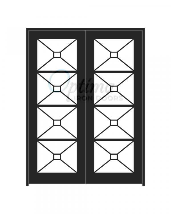 Standard Profile Square Top Full Lite Decorative Glass Double Iron Door - ITZA OID-6080-ITZ