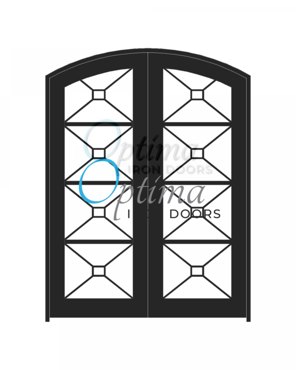 Standard Profile Arch Top Full Lite Decorative Glass Double Iron Door - ITZA OID-6080-ITZAT