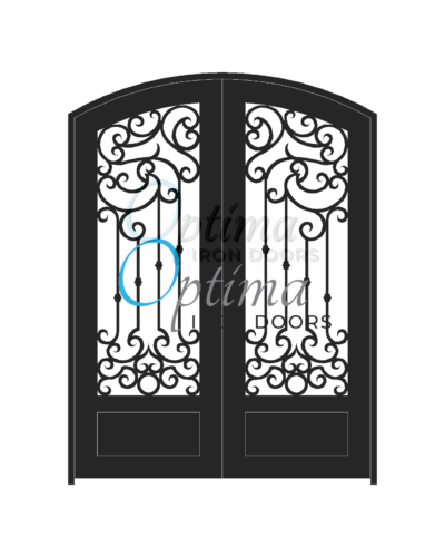 Standard Profile Arch Top 3/4's Lite Decorative Glass Double Iron Door - KALONISE OID-6080-KAL1PAT