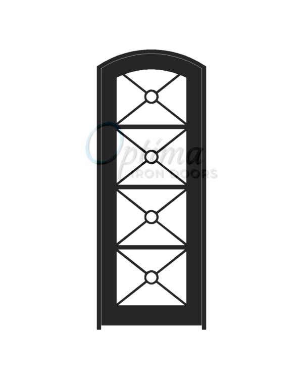Standard Profile Arch Top Full Lite Decorative Glass Single Iron Door - KEOPS OID-3080-KEOAT