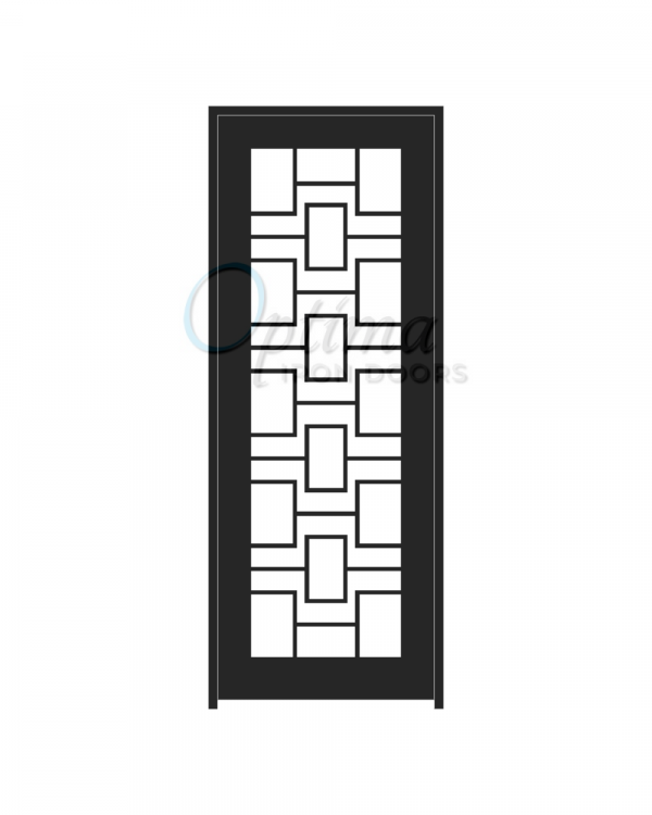 Standard Profile Square Top Full Lite Decorative Glass Single Iron Door - LABYRINTH OID-3080-LAB