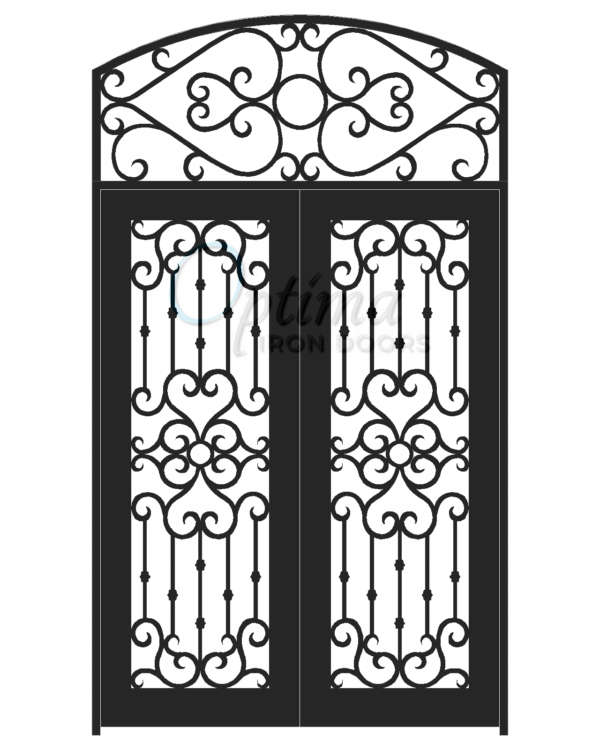 Standard Profile Square Top w/HT Full Lite Decorative Glass Double Iron Door - MADRID OID-6080-MADSHT