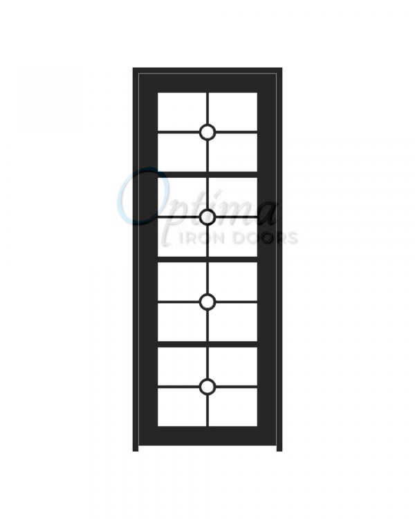 Standard Profile Square Top 4 Lite Full Lite Decorative Glass Single Iron Door - PRESLEY OID-3080-PRE
